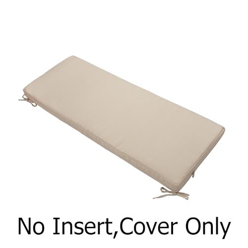 FUNHOME Outdoor Bench Cushion Cover 48 x18 x 3 inch,Water Resistant Cover with Zipper&Ties,Fade-Resistant Slipcover,Patio Porch Swing Cushion Cover Replacement Only,No Insert(Antique Beige) - Image 3