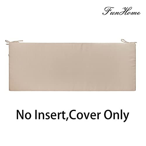 FUNHOME Outdoor Bench Cushion Cover 48 x18 x 3 inch,Water Resistant Cover with Zipper&Ties,Fade-Resistant Slipcover,Patio Porch Swing Cushion Cover Replacement Only,No Insert(Antique Beige) - Image 2