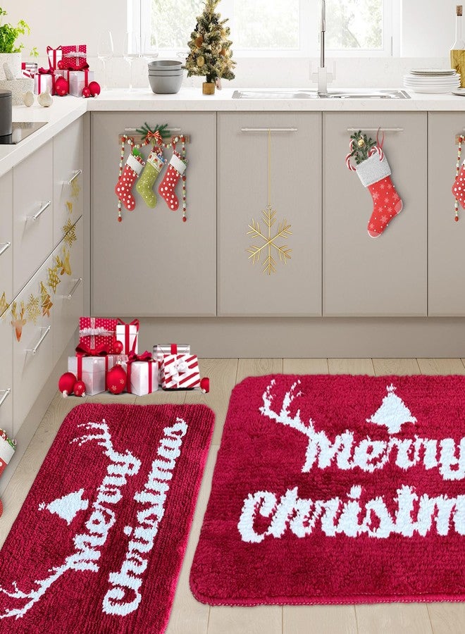 BOANKODU Super Soft Christmas Carpet - Microfiber Bath Rugs, Non-Slip Mat Washable (20x32 + 16x24 Inches) - Image 4
