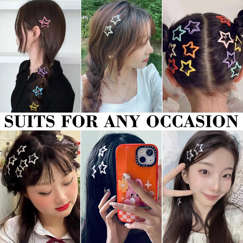 Seneeel 30 PCS 1.22" Sparkling Stars Hair Clips Snap Non Slip Clips for Girls Women Multicolor Metal Clip Star Hair Barrettes Star Hair Clips for Women - Image 3