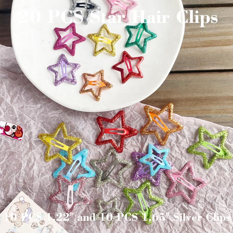 Seneeel 30 PCS 1.22" Sparkling Stars Hair Clips Snap Non Slip Clips for Girls Women Multicolor Metal Clip Star Hair Barrettes Star Hair Clips for Women - Image 5