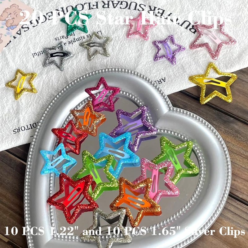 Seneeel 30 PCS 1.22" Sparkling Stars Hair Clips Snap Non Slip Clips for Girls Women Multicolor Metal Clip Star Hair Barrettes Star Hair Clips for Women - Image 4