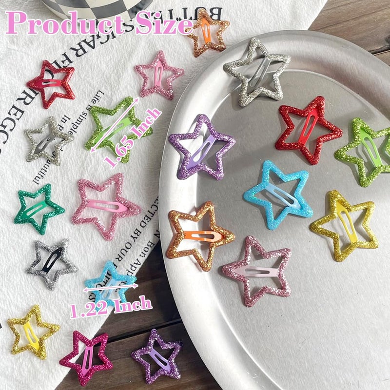 Seneeel 30 PCS 1.22" Sparkling Stars Hair Clips Snap Non Slip Clips for Girls Women Multicolor Metal Clip Star Hair Barrettes Star Hair Clips for Women - Image 2