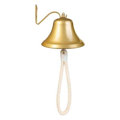 WMM Hanging Bell Dinner Bell Outdoor Bell Bracket Mount Wall Bell Indoor Rope Bell Ship/Boat/Nautical/Door/School/Reception/Home/Church Bell(Gold) - Image 2