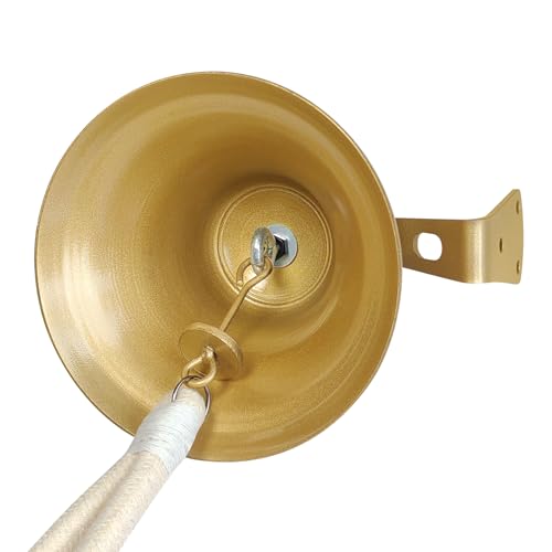 WMM Hanging Bell Dinner Bell Outdoor Bell Bracket Mount Wall Bell Indoor Rope Bell Ship/Boat/Nautical/Door/School/Reception/Home/Church Bell(Gold) - Image 5