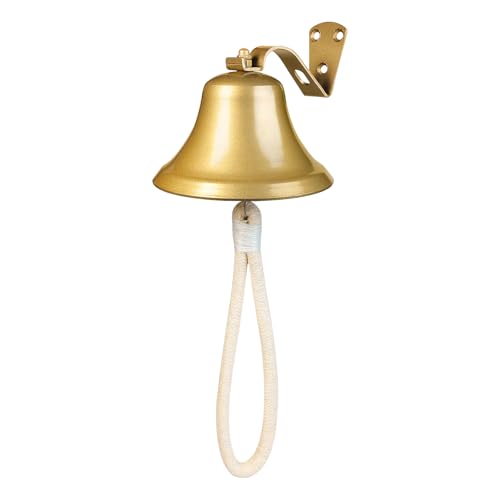 WMM Hanging Bell Dinner Bell Outdoor Bell Bracket Mount Wall Bell Indoor Rope Bell Ship/Boat/Nautical/Door/School/Reception/Home/Church Bell(Gold) - Image 1
