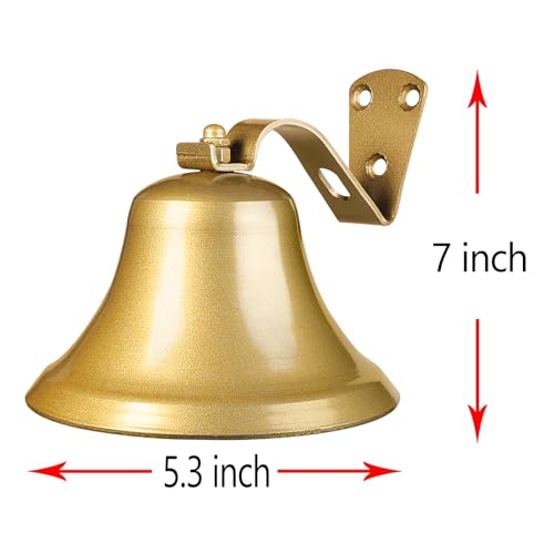 WMM Hanging Bell Dinner Bell Outdoor Bell Bracket Mount Wall Bell Indoor Rope Bell Ship/Boat/Nautical/Door/School/Reception/Home/Church Bell(Gold) - Image 3