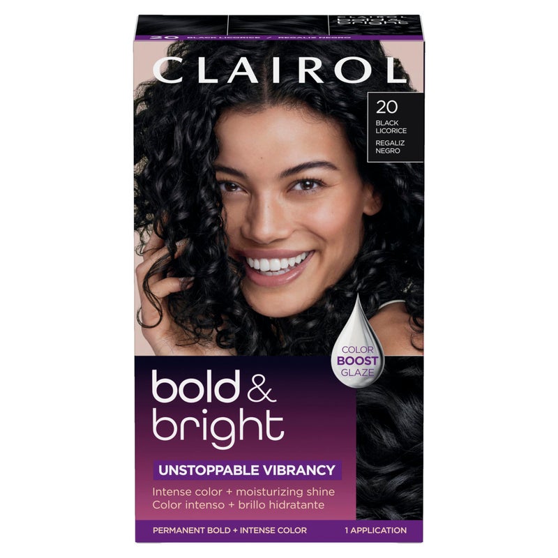 Clairol Bold & Bright Permanent Hair Dye, 20 Black Licorice Hair Color, Pack of 1 - Image 1