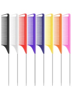 Patelai 8 Pieces Hairdressing Styling Combs Set  Pintail AntiStatic Heat Resistant Teasing Parting for Hair Salon and Home Use 8 Colors 