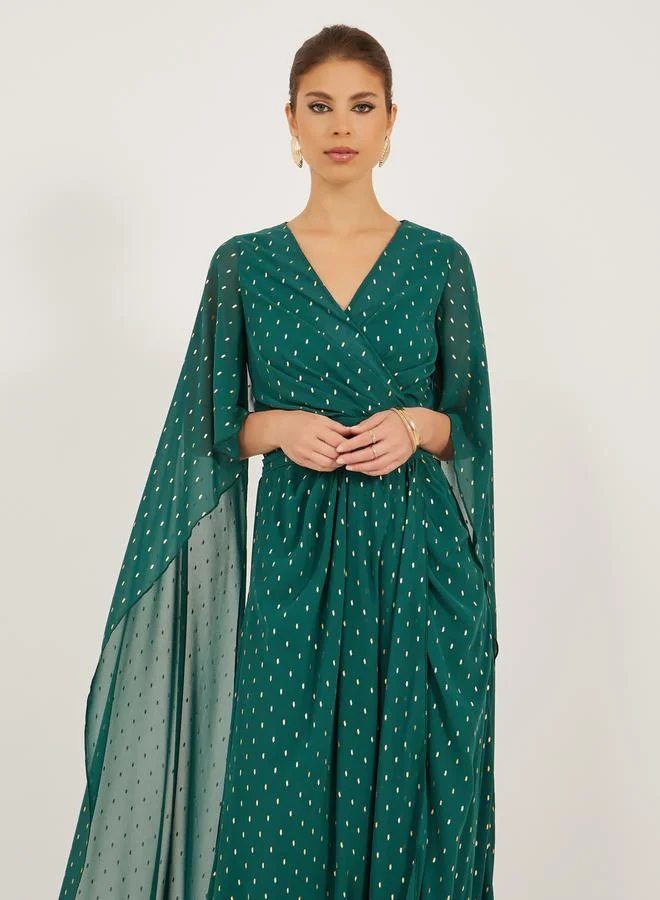 Styli Emerald Dotted Maxi Dress