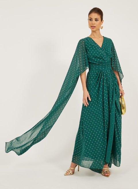 Emerald Dotted Maxi Dress