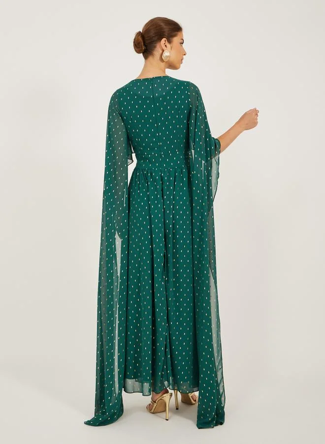 Styli Emerald Dotted Maxi Dress