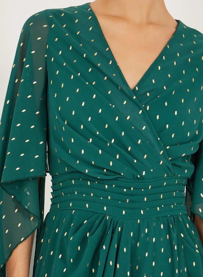 Styli Emerald Dotted Maxi Dress