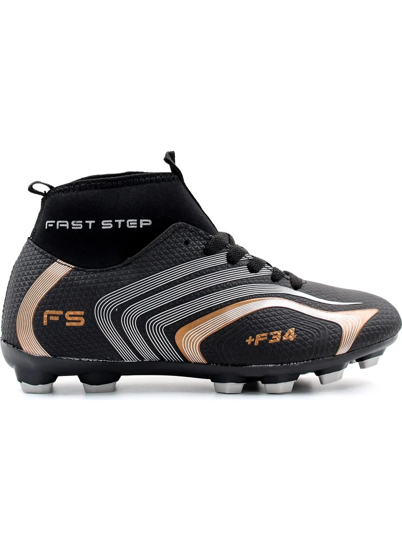 Fast Step Black Copper Ankle Turtleneck Socked Cleats Artificial Turf Football Sneakers 930XA034K