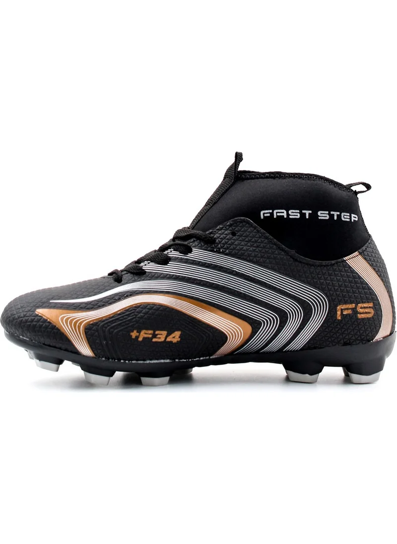 Fast Step Black Copper Ankle Turtleneck Socked Cleats Artificial Turf Football Sneakers 930XA034K