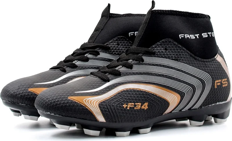 Fast Step Black Copper Ankle Turtleneck Socked Cleats Artificial Turf Football Sneakers 930XA034K