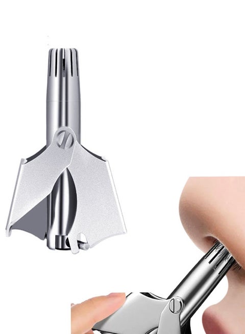 Portable Nose Hair Removers, Stainless Steel Manual Nose Hair Trimmer, Nose Trimmers with Cleaning Brush and Storage Box for Men Women