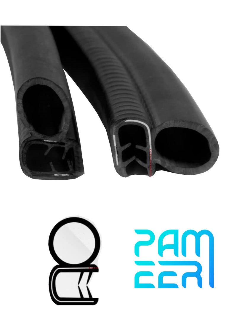 PAMEER - Car Door Edge Guard Protectors P Shape Rubber Edge Trim Rubber Clip Buffer to Avoid Collision with Other Vehicle Bodies Size 25cm Black Color - Image 1