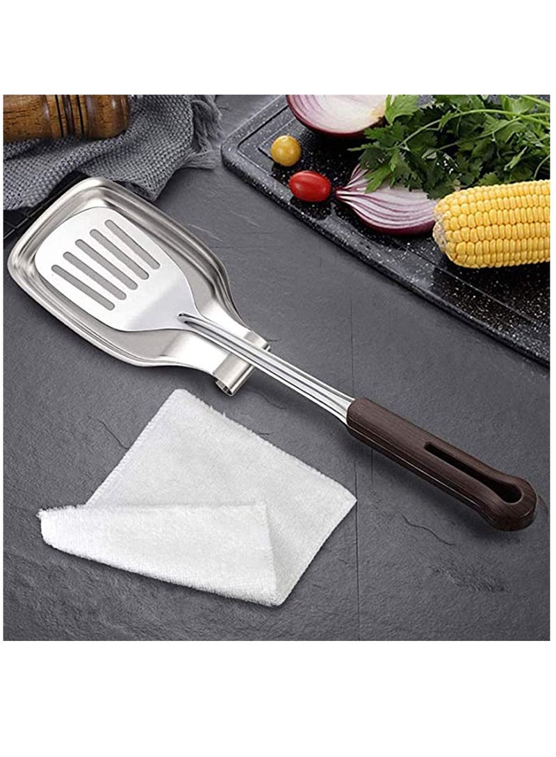 كاست ويف بقية الملعقة لسطح الموقد ، حامل كبير من الفولاذ المقاوم للصدأ للخدمة الشاقة للمطبخ ومغرفة الملعقة والفرشاة وأواني الطبخ الأخرى - Image 4