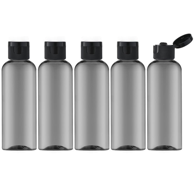LISAPACK 34Oz Travel Bottles with Flip Cap 5 Pcs Empty Dispenser Container for Travel Size Cosmetics 100ml Black