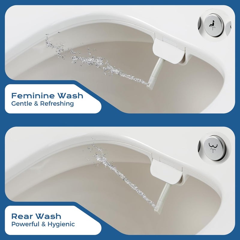 Clirass Bidet Toilet Seat – Non-Electric, Self-Cleaning Dual Nozzles for Frontal & Rear Wash, Adjustable Water Pressure, Slow-Close Lid, Fits Elongated Toilets – Hygienic & Eco-Friendly Upgrade (Elongated) - Image 2