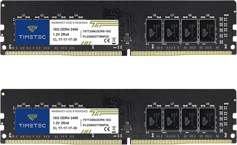 Timetec Premium 32GB KIT 2x16GB DDR4 2400MHz PC42400T PC419200 UDIMM Desktop RAM 288Pin 12V CL17 NonECC Unbuffered DIMM Memory Module Upgrade - Image 2