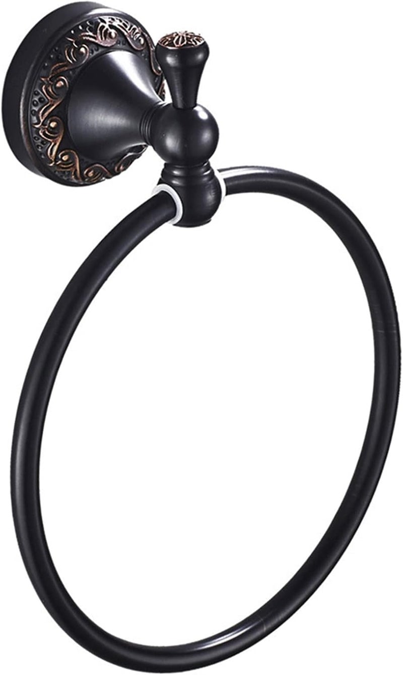 Leyden Oil Rubbed Bronze Hand Towel Holder, Brass Towel Ring Round Towel Holder for Bathroom Accessories Screw Wall Mounted - Image 1