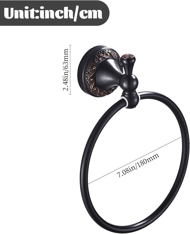 Leyden Oil Rubbed Bronze Hand Towel Holder, Brass Towel Ring Round Towel Holder for Bathroom Accessories Screw Wall Mounted - Image 4