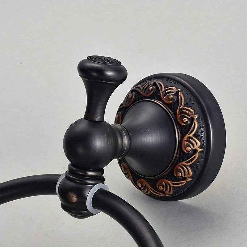 Leyden Oil Rubbed Bronze Hand Towel Holder, Brass Towel Ring Round Towel Holder for Bathroom Accessories Screw Wall Mounted - Image 5