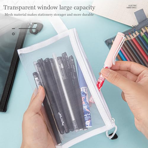 HEXONIQ Mesh Zipper Pouch, Zipper File Bags with Grid, A4, A5 & A6 Sizes, Zip Document Holder for School, Office Supplies, Travel (Mix (A4,A5,A6), Pack of 9) - Image 4