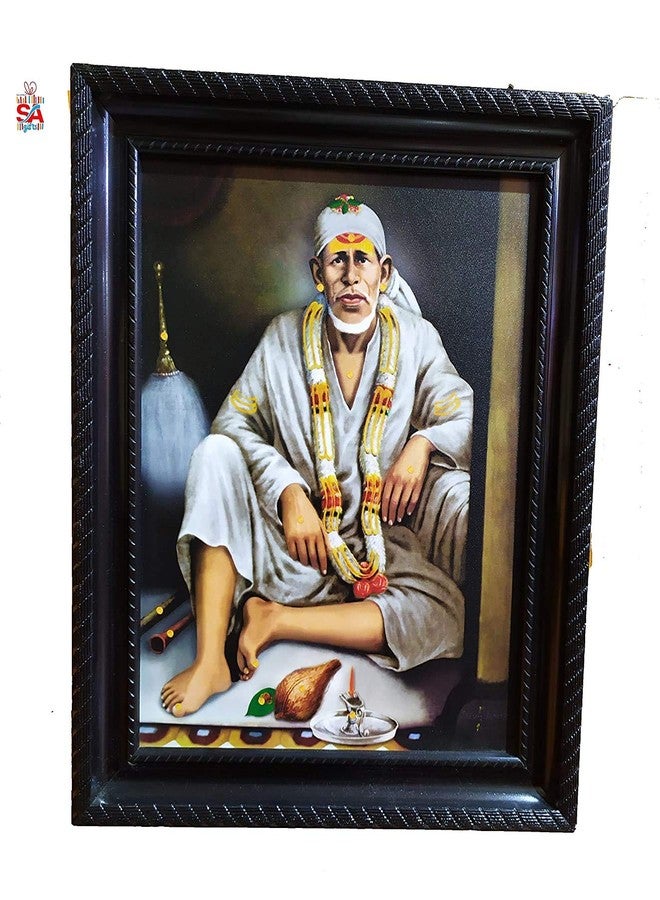 Sai Amrut Gifts Shirdi Baba Wall Hanging Matte Finish Wooden Photo Frame for Home Decor (Dwarkamai Shirdi _8 x 10 Inch) - Image 1