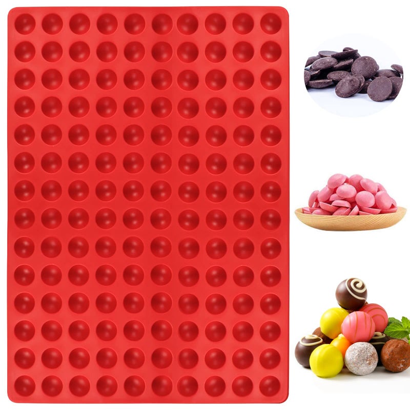 Palksky 140Cavity Small Round Silicone MoldSemicircle Chocolate Drops MoldDog Treats PanSemi Sphere Gummy Candy Molds for Ganache Jelly Caramels Cookies Pet Treats Baking Mold