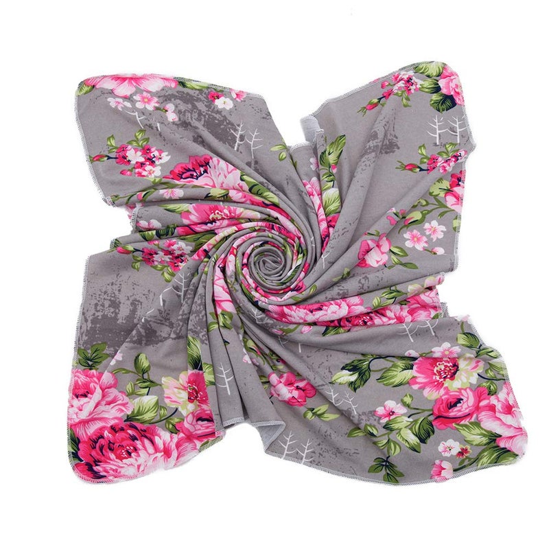 Galabloomer Newborn Receiving Blanket Headband Set Baby Flower Rose Swaddle with Big Bow (Gray) - Image 4