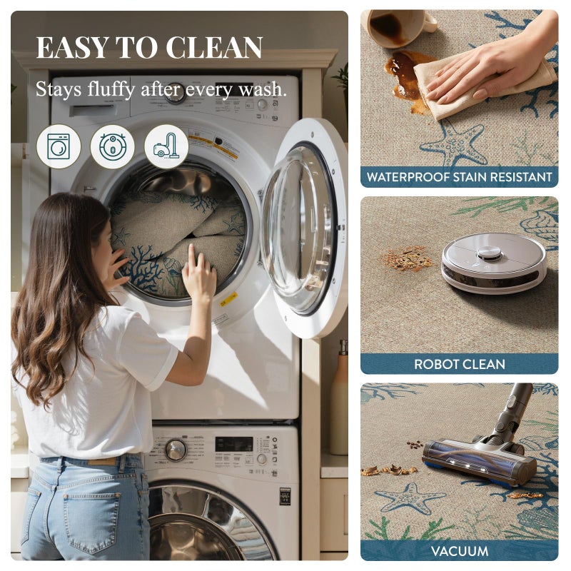 LIVEBOX Modern 3x5 Jute Outdoor Patio Rug, Washable Rugs for Entryway Porch, Coastal Animal Boho Farmhouse Carpet, Non Slip Front Door Mat for Outdoor Indoor Entryway Guestroom Decor (Blue 3'x5') - Image 4