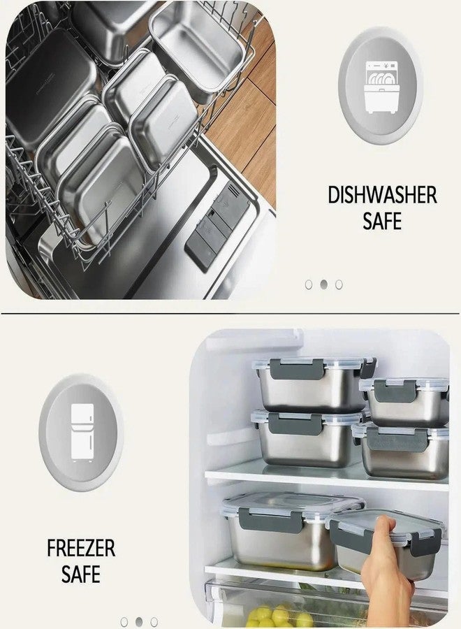 Cuiselect 8 PCS Stainless Steel Lunch Box, 4-Size (58 /41 /24 /14Oz) Stackable Metal Bento Boxes BPA Free Dishwasher Safe, Food Storage Containe, Leakproof Reusable Meal Storage for Office,Travel, Picnic - Image 4