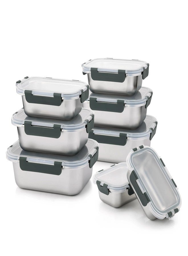 Cuiselect 8 PCS Stainless Steel Lunch Box, 4-Size (58 /41 /24 /14Oz) Stackable Metal Bento Boxes BPA Free Dishwasher Safe, Food Storage Containe, Leakproof Reusable Meal Storage for Office,Travel, Picnic - Image 1