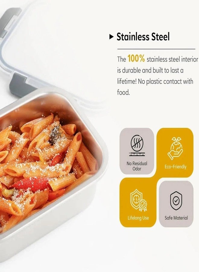 Cuiselect 8 PCS Stainless Steel Lunch Box, 4-Size (58 /41 /24 /14Oz) Stackable Metal Bento Boxes BPA Free Dishwasher Safe, Food Storage Containe, Leakproof Reusable Meal Storage for Office,Travel, Picnic - Image 3