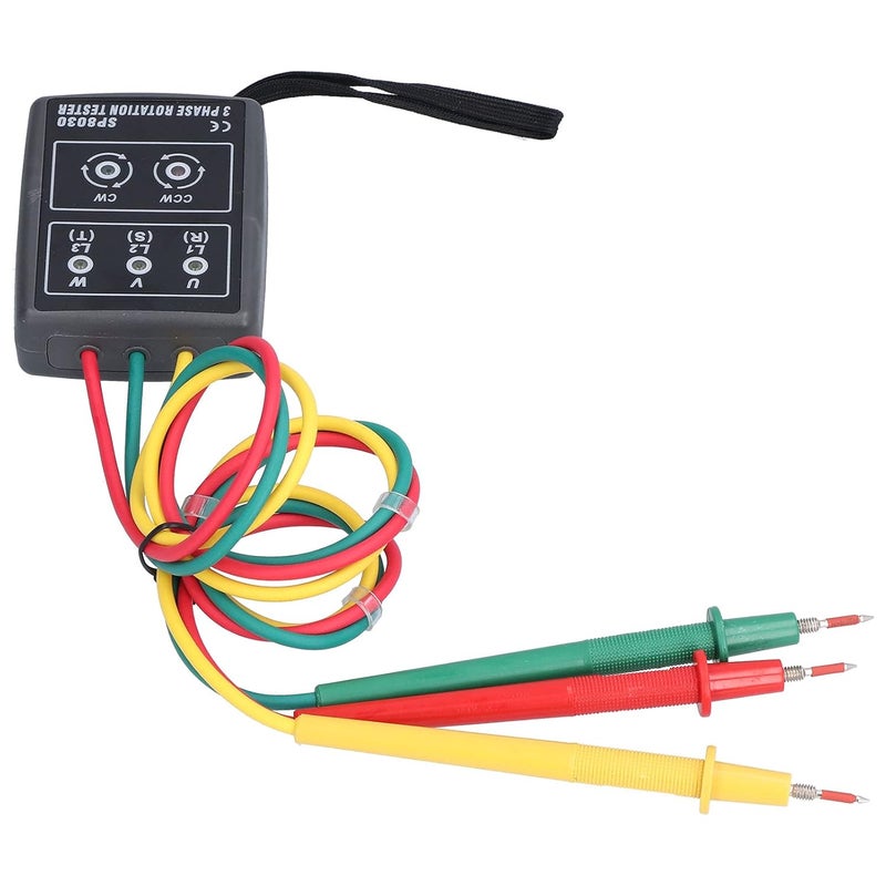 SP8030 متر دوران محمول ثلاثي الطور 60-600 فولت نطاق الجهد مادة ABS مع ملاقط الاختبار - Image 3