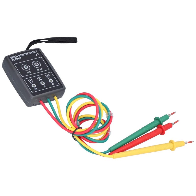 SP8030 متر دوران محمول ثلاثي الطور 60-600 فولت نطاق الجهد مادة ABS مع ملاقط الاختبار - Image 5