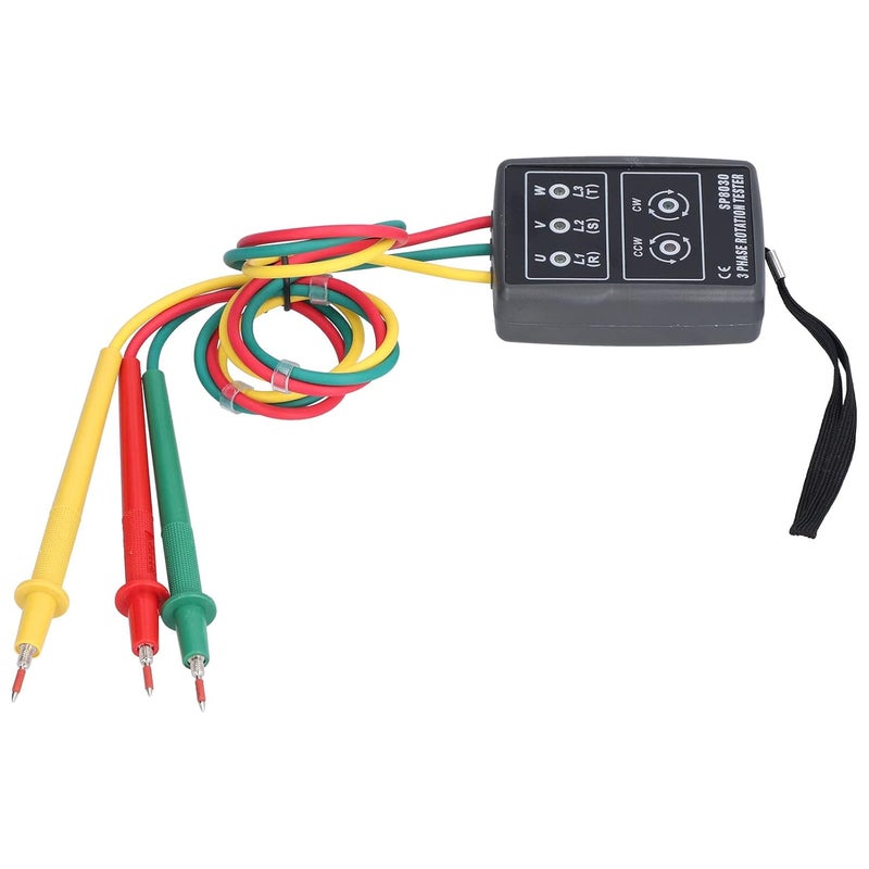 SP8030 متر دوران محمول ثلاثي الطور 60-600 فولت نطاق الجهد مادة ABS مع ملاقط الاختبار - Image 4