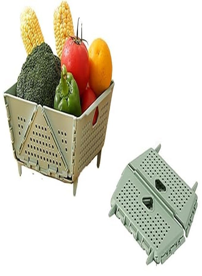 Vroxy Foldable Vegetable Storage Basket Holder with Drainage,Versatile Plastic Collapsible Colander Drain Basket with Kitchen Food Strainer (1Pcs) - Image 1