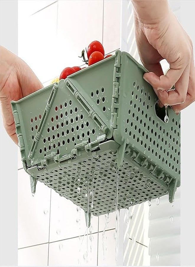 Vroxy Foldable Vegetable Storage Basket Holder with Drainage,Versatile Plastic Collapsible Colander Drain Basket with Kitchen Food Strainer (1Pcs) - Image 3