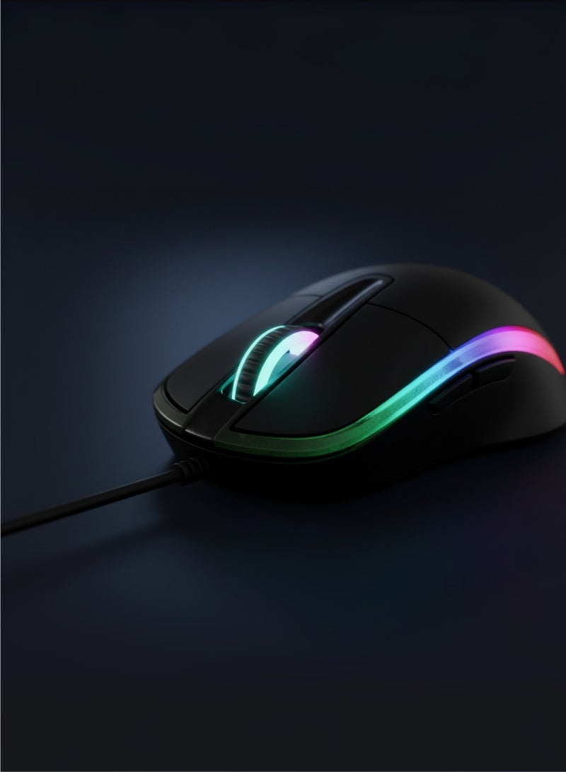 إكستريم ماوس بصري سلكي ثلاثي الأبعاد بمنفذ USB | تصميم مريح وخفيف الوزن | دقة عالية، توصيل وتشغيل فوري | عجلة تمرير LED | لأجهزة الكمبيوتر المحمولة، وأجهزة الكمبيوتر الشخصية، وأجهزة ماك، وأجهزة كروم بوك - أسود - Image 2