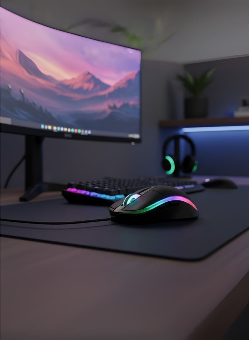 إكستريم ماوس بصري سلكي ثلاثي الأبعاد بمنفذ USB | تصميم مريح وخفيف الوزن | دقة عالية، توصيل وتشغيل فوري | عجلة تمرير LED | لأجهزة الكمبيوتر المحمولة، وأجهزة الكمبيوتر الشخصية، وأجهزة ماك، وأجهزة كروم بوك - أسود - Image 4