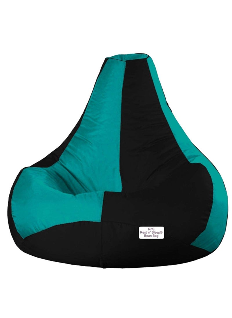 RnS Rest 'n' Sleep RnS Rest n Sleep Bean Bag Filled with Beans for Living Room Bed Room for Relaxing with 1 Year Warranty 3XL BlackTurquoise  - Image 2