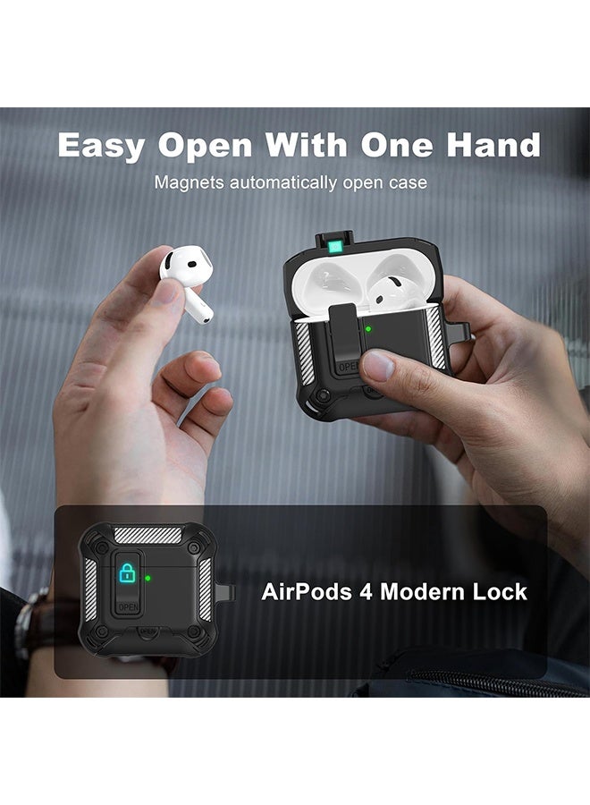 WAIKIL Protective Case for AirPods 4th Generation 2025 with Phone Holder and Cleaning Kit Military Grade Drop Protection – Black  - Image 2
