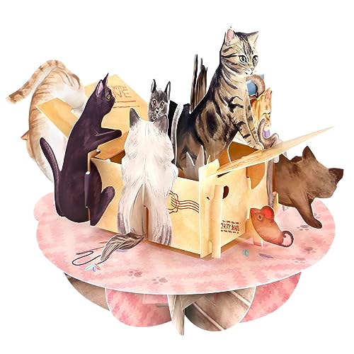 SANTORO Pirouette, 3D Pop Up Greeting Card - Purrrfect Parcel - For Her, For Mum, Mothers Day | Cute Birthday Gifts For Cat Lovers - Image 1