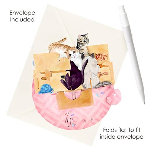 SANTORO Pirouette, 3D Pop Up Greeting Card - Purrrfect Parcel - For Her, For Mum, Mothers Day | Cute Birthday Gifts For Cat Lovers - Image 3