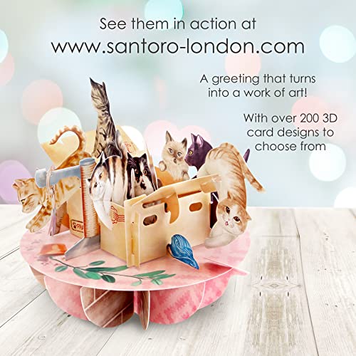 SANTORO Pirouette, 3D Pop Up Greeting Card - Purrrfect Parcel - For Her, For Mum, Mothers Day | Cute Birthday Gifts For Cat Lovers - Image 5