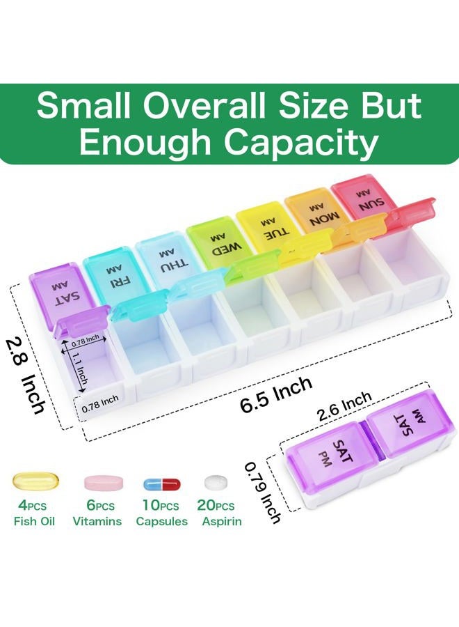 DailyRest Pill Organizer 2 Times a Day, Pill Box 7 Day, AM PM Pill Case, Detachable Weekly Pill Container, Rainbow See-Through Lids, Travel Portable Medicine Container for Pill / Vitamins/ Supplements - Image 2
